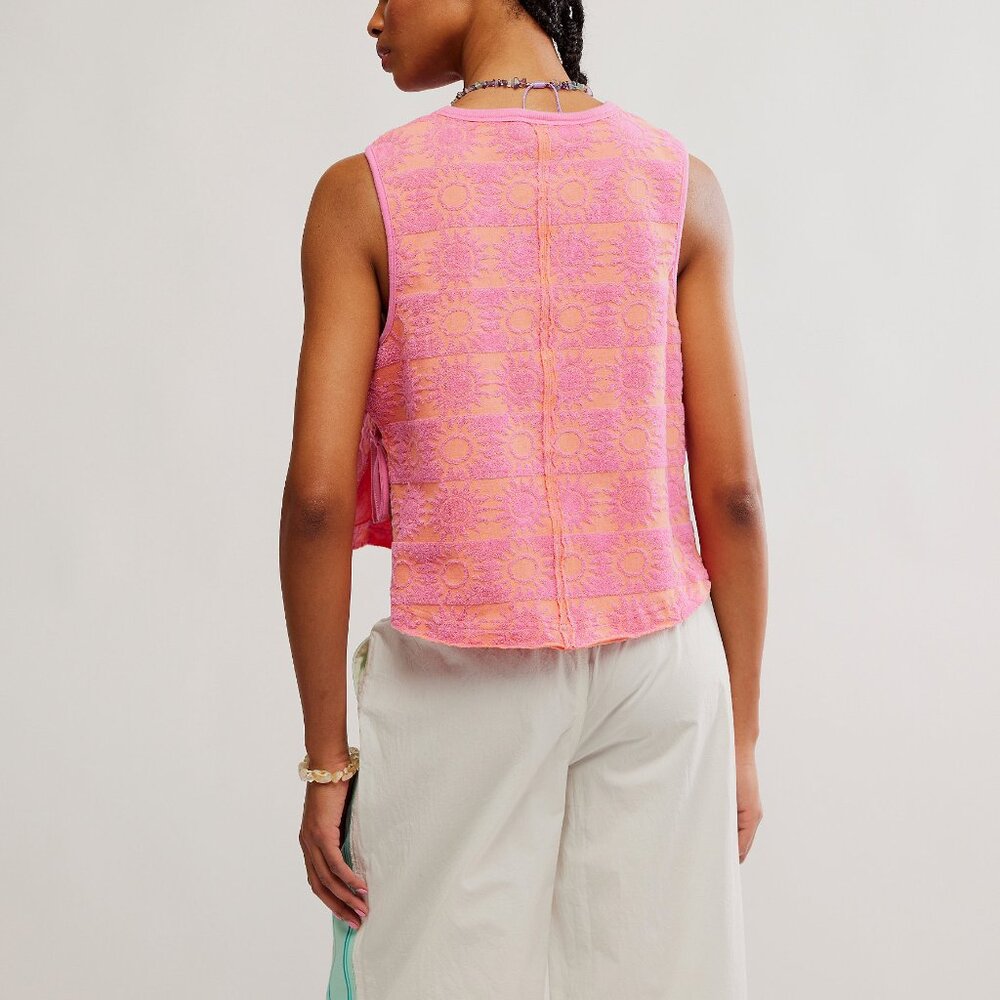 Free People Pink and Orange Cropped Tank Top - Picture 3 of 5